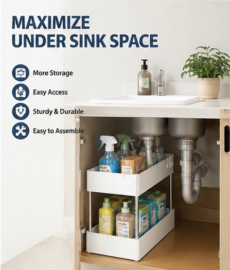 Under Sink Organizer-Maximize Space & Declutter Instantly