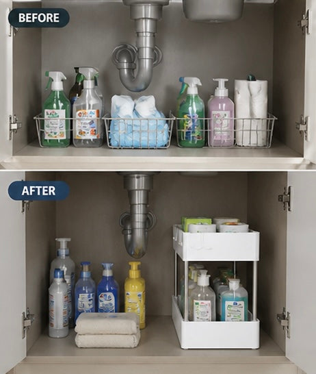 Under Sink Organizer-Maximize Space & Declutter Instantly