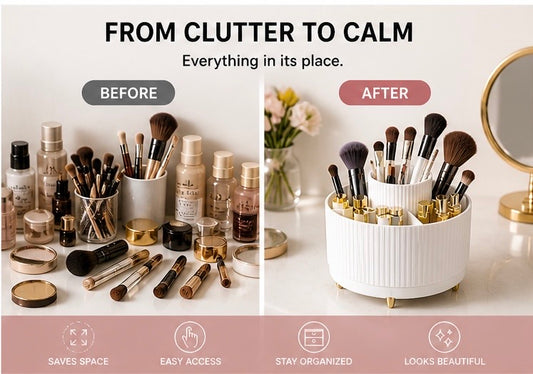 Organizador de Maquillaje 360° – Ordena tu Tocador en Segundos